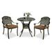 VIVIJASON 3-Piece Outdoor Patio Bistro Set All-Weather Cast Aluminum Furniture Dining Sets Include 2 Cushioned Chairs and 31 Round Table w/Umbrella Hole for Balcony Lawn Garden Backyard