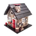 Home Bazaar CC-2024 Windy Ridge Decorative Stone Cottage Bird House Red & Black