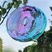 Orchip Stainless Steel Wind Spinner 3D Rainbow Colorful Indoor Outdoor Garden Decoration Mirror Flowing-Light Crafts Ornaments (Round )