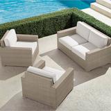 Palermo 3-pc. Loveseat Set in Dove Wicker - Air Blue with Natural Piping - Frontgate