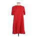 H&M Casual Dress - Midi Crew Neck Short Sleeve: Red Dresses - Women's Size 4