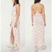Free People Dresses | Free People Daria Knit Halter Faux Wrap Long Dress Ivory Abstract Sun Moon Print | Color: Cream/White | Size: S