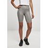 Stoffhose URBAN CLASSICS "Urban Classics Damen Ladies Synthetic Leather Cycle Shorts", Damen, Gr. M, US-Größen, grau (asphalt), 87% Polyester, 13% Elasthan, unifarben, slim fit, Hosen Radlerhose