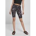 Stoffhose URBAN CLASSICS "Damen Ladies AOP Cycle Shorts 2-Pack" Gr. M, US-Größen, schwarz (geometric black, black) Damen Hosen Stoffhosen