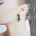 J. Crew Jewelry | J.Crew Gold Tone Green Crystal Flower Drop Earrings | Color: Gold/Green | Size: Os