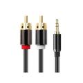 Basics 3.5mm to 2-Male RCA Adapter Audio Stereo Cable Audio input and output line of mobile phone audio amplifier 9.8 ft.