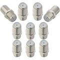 F-Type RF Coaxial Connectors RG6 Adapter F Female To F Female Antenna Connector Female To Female Coaxial Connector F Type Jack (Hole) Cable Connector for TV Antenna Nickel Plated Pack of 2C