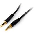 2PK StarTech.com 10 ft Slim 3.5mm Stereo Audio Cable - M/M - Mini-phone Male Stereo Audio - Mini-phone Male Stereo Audio - 10ft - Black