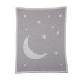 Love Cashmere Unisex 100% Cashmere Moon & Stars Baby Blanket- Gray Multi - Made in Scotland