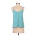 Hollister Sleeveless Blouse: Plunge Spaghetti Straps Blue Tops - Women's Size X-Small