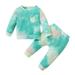 ZHAGHMIN 3 To 6 Month Baby Boy Clothes Baby Boys Girls Tie Dye Long Sleeve Ribbed T Shirt Tops Cotton Pants Trousers Sleepwear Pajamas Outfit Set 2Pcs Clothes Bow Outfit Track Suit Boys 6 Toddler Bo