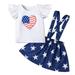 ZHAGHMIN Girls White Crop Top Years Suspender Outfits Toddler Shirt Sleeve Independence Summer Kids Girls 15 Day Set Baby Short 4Th-Of-July Skirts Tops T Girls Outfits&Set Girls Size 4 Clothes 5 Gir