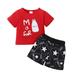 ZHAGHMIN Baby Pants 6-9 Months Baby Boys Girls Short Sleeve Letter T Shirt Tops Cartoon Print Shorts Pants Outfit Set 2Pcs Outfit For Toddler Girls 4T Jogging Pants Set Baby Boy Suit Short Boy Fall