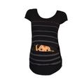 Tops T-shirt Short Maternity Cute Pregnant Striped Baby Sleeve Print Maternity blouse