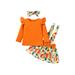 DuAnyozu Baby Girl Halloween Outfit T-Shirt Pumpkin Suspender Tutu Skirt 3Pcs Set