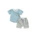 sdghg Baby Boys Shorts Set Short Sleeve Crew Neck Striped T-shirt with Elastic Waist Shorts Summer Outfit