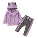 ZHAGHMIN Fashion Girl Clothing Toddler Baby Girls Boys Long Sleeves Cute Ear Hooded Sweatshirt Tops Pants Outfits 2Pcs Clothes Set Little Girls Clothes Twins Clothes Girls Baby Shoes Baby Clothes Fo