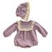 ZHAGHMIN Girls Outfits Size 10-12 Baby Girls Long Sleeve Ruffled Patchwork Romper With Hat Outfit Set Clothes 2Pcs Teens Outfits For Girls Cute Teen Girl Outfits 3 Month Photography Outfits Girl Bab