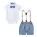 ZHAGHMIN Birthday Boy Shirt 4 Baby Boys Cotton Summer Gentlemen Outfits Short Sleeve Bowtie Romper Suspender Shorts Outfits Clothes Suit Set Baby Boys Suspenders And Bow Tie Set Boys Clothes 8 10 Bo