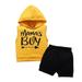 ZHAGHMIN 2 Piece Outfit 5T Boy Baby Boys Sleeveless Letter Hooded Vest Sweatshirt Tops Solid Shorts Pants Outfit Set 2Pcs Boy Babies Toddler Boy Outfit Boys 4 Piece Set First Born Baby Boy Clothes C