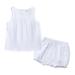 ZHAGHMIN Summer Outfit For Girls Baby Girls Cotton Linen Summer Solid Sleeveless Vest Shirt Tops Shorts Set Outfits Teen Outfits Girls Girl Clothes Size 10-12 Outfits Cute Family Easter Outfits New