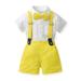 Toddlers Baby Boys 3 Pieces Sets Special Occasion Bow-Tie Button Down T-Shirt and Vintage Strappy Long Pants Performance Sets