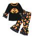 ZHAGHMIN Girls T Shirts 10-12 Years Old Kids Toddler Baby Girls Autumn Winter Thanksgiving Print Turkey Cotton Long Sleeve Tops Bell Bottom Set Clothes Clothes For Kids Girls Size7-8 Children Clothe