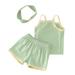 ZHAGHMIN School Clothes Baby Girls Boys Sleeveless Strap Vest T Shirt Tops Shorts Headband 3Pcs Outfits Clothes Set Checke Crop Top Kids Outfits For School Teen Girls Teen Girl Summer Outfits Girls