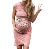 Print Cartoon Dress Pregnancy sleeveless Maternity Letter Women Nusring Dress Maternity dress