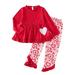 ZHAGHMIN Modern Baby Girl Clothes Valentine S Day Kids Toddler Baby Girls Long Sleeve Patchwork Tops Cartoon Print Pants Trousers Outfit Set Newly Born Woman Baby Girl Clothes 2T Preemie Baby Girl C