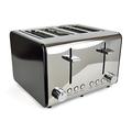 Kitchen Perfected 4 Slice Wide Slot Toaster, 6 Browning Settings, Defrost/Reheat/Cancel, High Lift, Centralisation Even Toasting - Black Stainless Steel - E2125BK