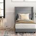 Upholstered Platform Bed with Wingback Headboard