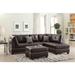 Faux Leather Reversible Sectional Sofa with Ottoman and Nailheads - 104"Wx75"Dx35"H