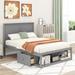 Full Size Platform Bed with 2 Each Side Drawer and Foot Side Shelf, White
