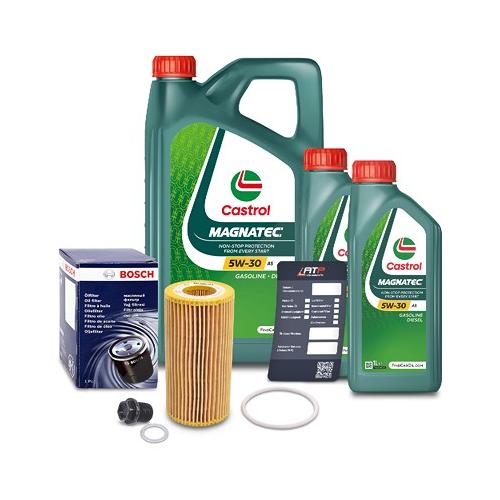 Bosch Ölfilter+Schraube+7 L Castrol Magnatec 5W-30 A5 für Ford, Volvo