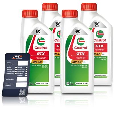 Castrol 4x 1 L GTX 5W-40 A3/B4 + Ölwechsel-Anhänger [Hersteller-Nr. 15F686] Image
