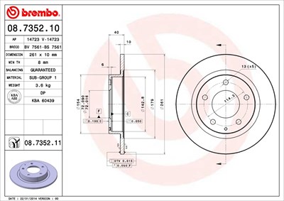 Brembo Bremsscheibe [Hersteller-Nr. 08.7352.11] für Ford Usa, Mazda Image