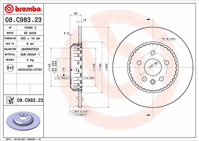 Brembo Bremsscheibe [Hersteller-Nr. 08.C983.23] für Land Rover Image