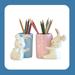 Rosalind Wheeler Ayomipo Bunny-Shaped Pen Holder in Blue/Pink | 4.75 H x 5.5 W in | Wayfair F298CA29504A4D3481D7D6421F673E5E