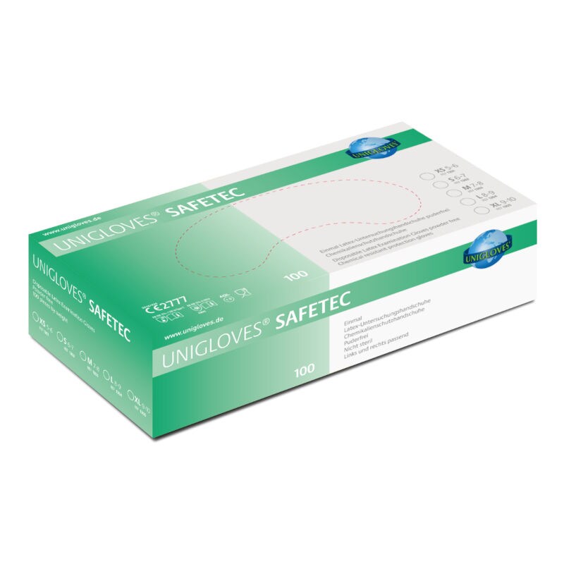 UNIGLOVES - SAFETEC Latexhandschuhe, weiß, Größe S, puderfrei, lebensmittelecht - 10x100 (1.000 Stück) Image