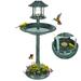 Seizeen Outdoor Bird Bath 42 H Round Rustic Garden Birdbaths with Bird Feeder Garden Decor w/Solar Light & Planter Green