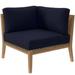 Modway Clearwater Teak Wood and Fabric Outdoor Corner Chair in Gray/Navy