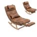 Relax Rocking Lounge Chair Polyester Fabric Rocker Chair with Adjustable Footrest and Pillow Upholstered Armless Accent Chair for Living Room Bedroom Outdoor Coffee