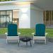 Emma + Oliver Set of Two White All-Weather Polyresin Adirondack Chairs with Teal Cushions