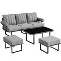 Ovios 4 Pieces Outdoor Furniture All Weather Wicker Patio Conversation Sectional Couch with Cushions for Garden