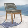 Modway Wellspring Outdoor Patio Teak Wood Dining Chair in Light Gray/Greige