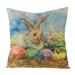 Easter Decorations - YTCAMLO Easter Pillow Covers 18x18 Inch Easter Rabbit Flower Plant Spring Decorative Cushion Cover Linen Pillow Cases for Sofa Couch Aesthetic Room Decor on Clearance