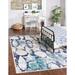 Rugs.com Ariel Collection Rug â€“ 5 x 8 Blue Medium Rug Perfect For Bedrooms Dining Rooms Living Rooms