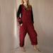 Aayomet Bodysuit For Women Jumpsuit Button Strap Long Casual Romper Jumpsuit Pocket Playsuit Solid Loose Women Women s Jumpsuit Red S
