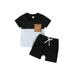 Infant Baby Boys Summer Clothes Sets Outfits Color Block Short T-shirt Elastic Striped Shorts Set Toddler Clothes